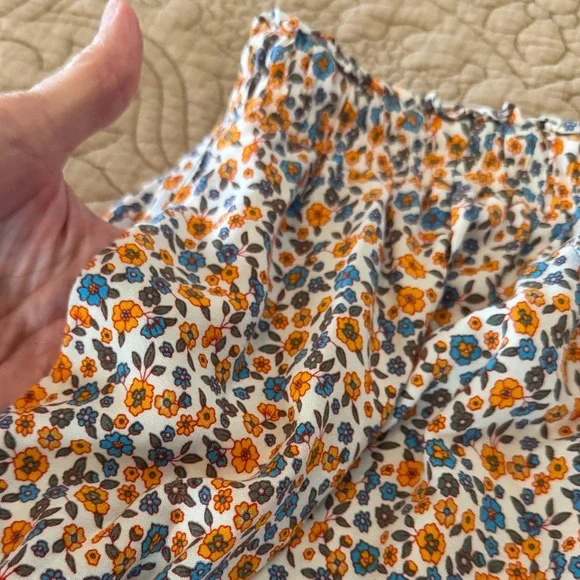 Merkeety Orange Blue Floral Ruffle Tiered Maxi Skirt, Size XL - Picture 7 of 11